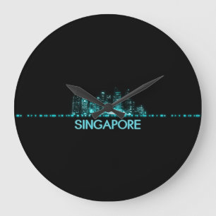 Singapore Skyline Große Wanduhr