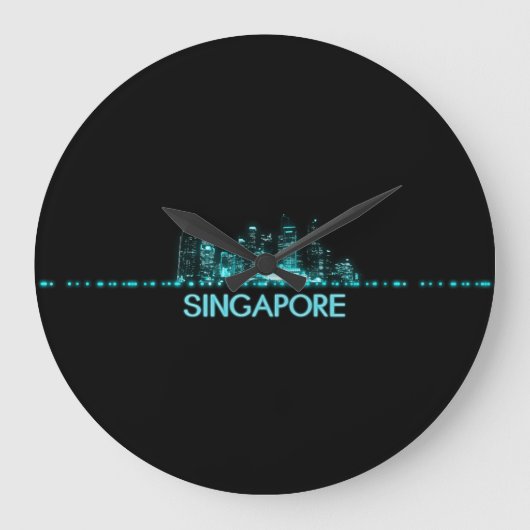 Singapore Skyline Große Wanduhr (Vorderseite)