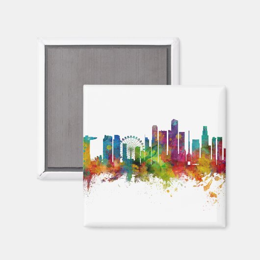 Singapore Skyline Magnet (Vorderseite/Rückseite)