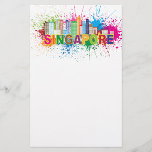 Singapore Skyline Paint Spritzer Illustration Briefpapier