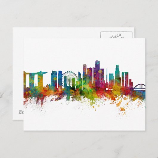 Singapore Skyline Postkarte (Vorne/Hinten)