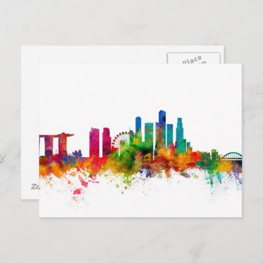 Singapore Skyline Postkarte (Vorne/Hinten)