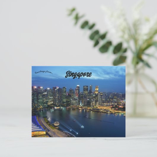 Singapore Skyline Postkarte (Stehend Vorderseite)