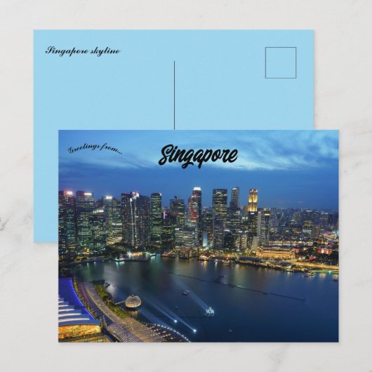 Singapore Skyline Postkarte (Vorne/Hinten)