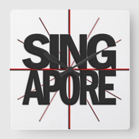 Singapore Timezone Wall Clock Quadratische Wanduhr (Vorderseite)