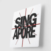 Singapore Timezone Wall Clock Quadratische Wanduhr (Winkel)