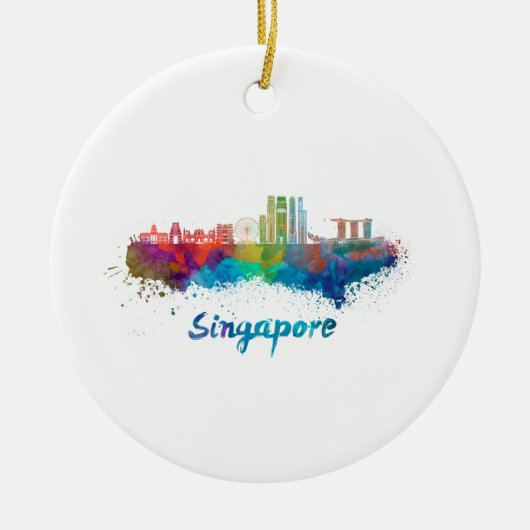 Singapore V2 skyline im Watercolor Keramikornament (Vorne)