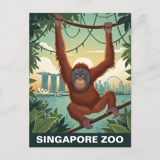 Singapore Zoo Travel Postkarte (Vorderseite)