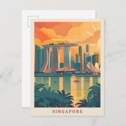 Singapur Art Elegante Postkarte (Vorne/Hinten)