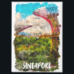 Singapur Asia Watercolor Travel Magnet<br><div class="desc">Das farbenprächtige Singapore Magnet bietet einen Blick auf die Stadt mit ihren Wolkenkratzern und den berühmten asiatischen Sehenswürdigkeiten. Es ist eine tolle Reise-Andenken und Geschenkidee für jeden Touristen und Besucher des asiatischen Reiseziels.</div>