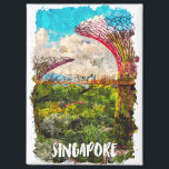 Singapur Asia Watercolor Travel Magnet<br><div class="desc">Das farbenprächtige Singapore Magnet bietet einen Blick auf die Stadt mit ihren Wolkenkratzern und den berühmten asiatischen Sehenswürdigkeiten. Es ist eine tolle Reise-Andenken und Geschenkidee für jeden Touristen und Besucher des asiatischen Reiseziels.</div>