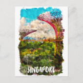Singapur Asia Watercolor Travel Postkarte (Vorderseite)