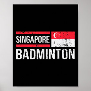 Singapur Badminton Flag Racket Sport Birdie Playe Poster