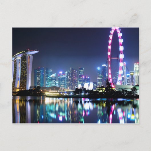 Singapur bei der Nachtpostkarte Postkarte (Vorderseite)