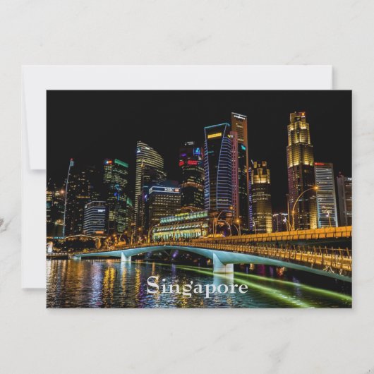 Singapur bei Nacht Karte (Vorderseite)