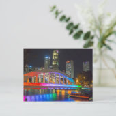 Singapur bei Nacht Postkarte (Stehend Vorderseite)