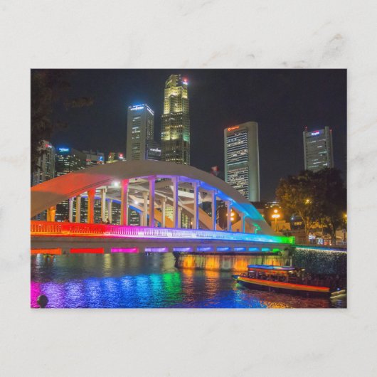 Singapur bei Nacht Postkarte (Vorderseite)