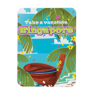 Singapur Cartoon-Reiseplakat Kunst. Magnet