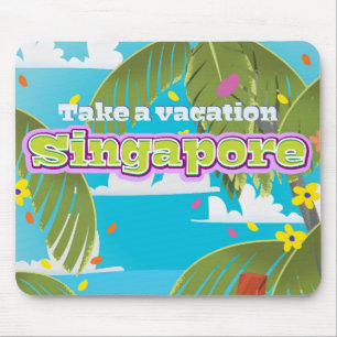Singapur Cartoon-Reiseplakat Kunst. Mousepad