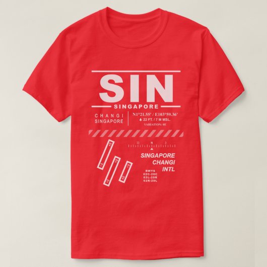 Singapur Changi Int'l Airport SIN Tee Shirt (Design vorne)
