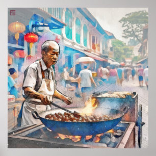 Singapur Chestnut Hawker - Large Archival Print Poster
