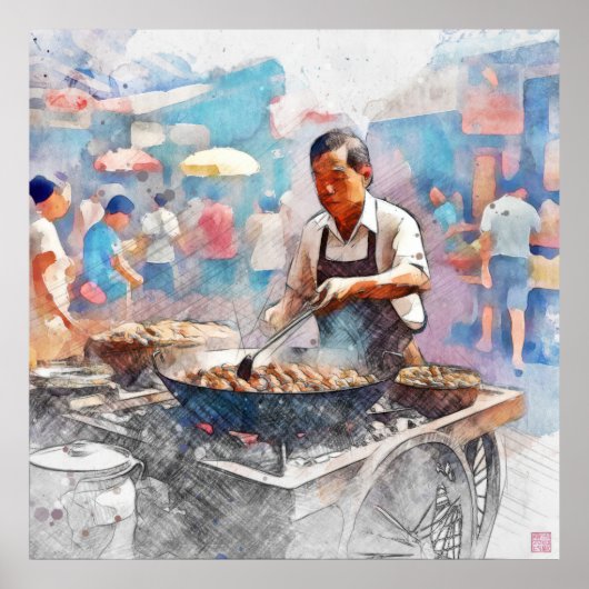 Singapur Chestnut Hawker - Large Archival Print Poster (Vorne)
