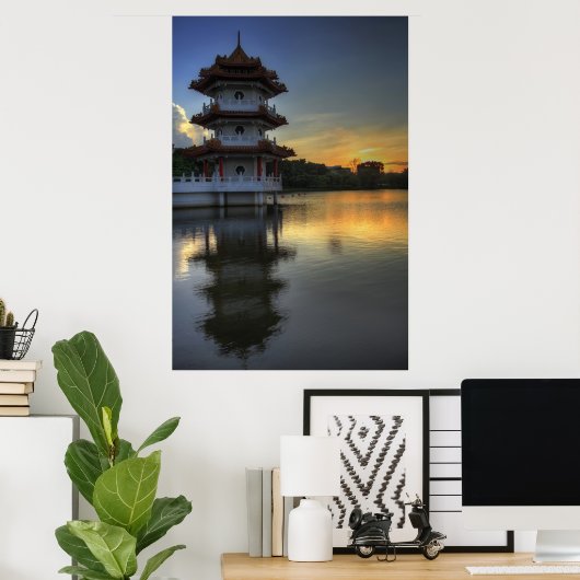 Singapur Chinese Garden Pagoda Gebäude Poster (Heimbüro)