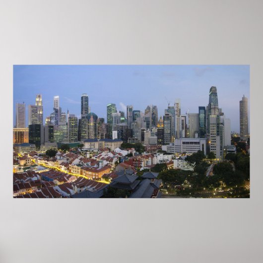 Singapur City Skyline Abend Poster (Vorne)