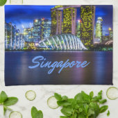 Singapur City Skyline bei Nacht Geschirrtuch (Gefaltet)
