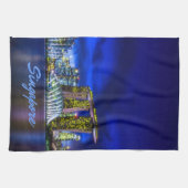 Singapur City Skyline bei Nacht Geschirrtuch (Horizontal)