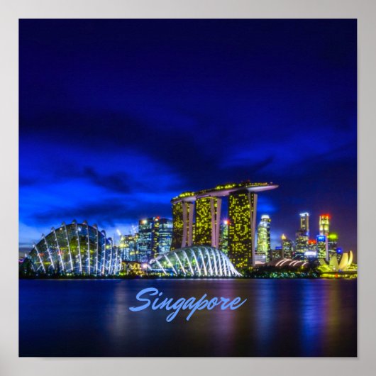 Singapur City Skyline bei Nacht Poster (Vorne)