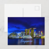 Singapur City Skyline bei Nacht Postkarte (Vorne/Hinten)