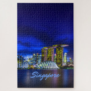 Singapur City Skyline bei Nacht Puzzle