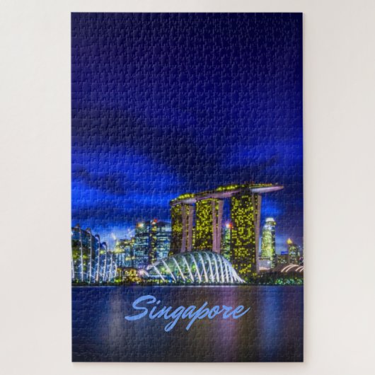 Singapur City Skyline bei Nacht Puzzle (Vertikal)