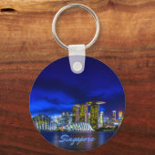Singapur City Skyline bei Nacht Schlüsselanhänger (Vorderseite)