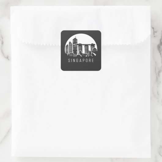 Singapur City Skyline Quadratischer Aufkleber (Tasche)