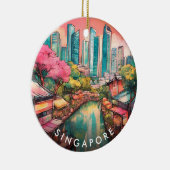 Singapur City View farbenfroh Keramik Ornament (Rechts)