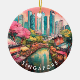 Singapur City View farbenfroh Keramik Ornament