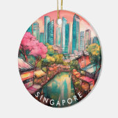 Singapur City View farbenfroh Keramik Ornament (Links)