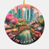 Singapur City View farbenfroh Keramik Ornament (Hinten)