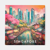 Singapur City View farbenfroh Magnet (Vorne)