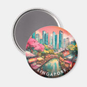 Singapur City View farbenfroh Magnet (Vorderseite/Rückseite)