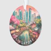 Singapur City View farbenfroh Ornament (Vorderseite)