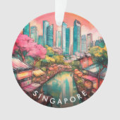 Singapur City View farbenfroh Ornament (Vorderseite)