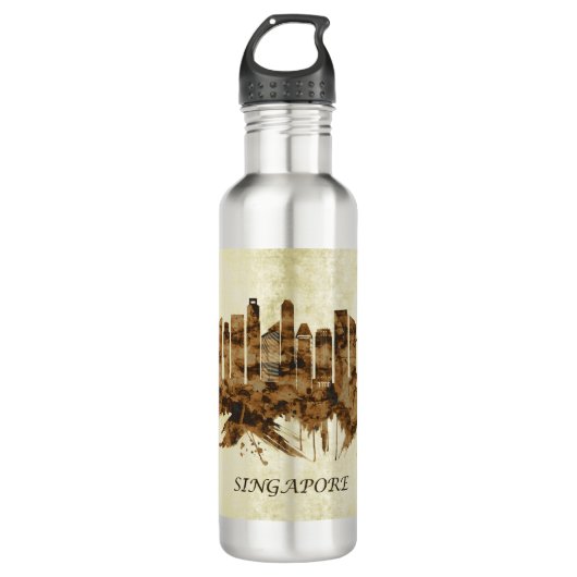 Singapur Cityscape Edelstahlflasche (Vorderseite)