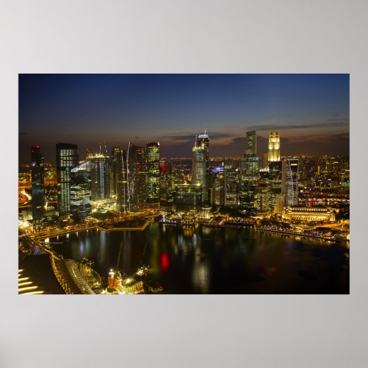 Singapur Cityscape entlang River at Night Poster (Vorne)