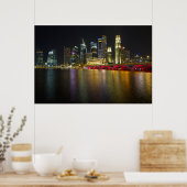 Singapur Cityscape entlang River at Night Poster (Küche)