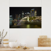 Singapur Cityscape entlang River at Night Poster (Küche)