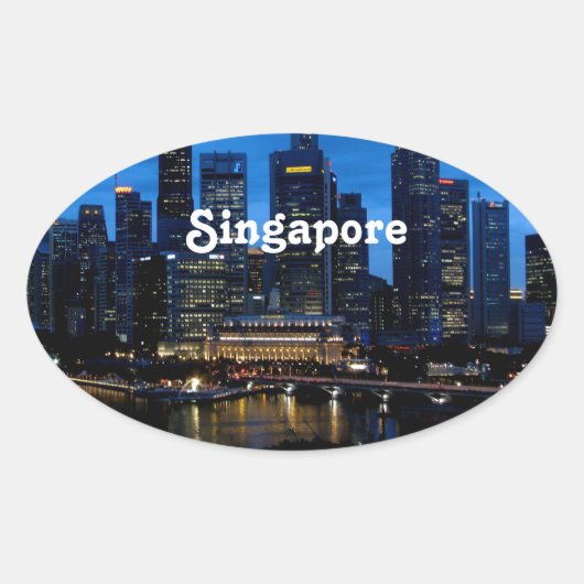 Singapur Cityscape Ovaler Aufkleber (Vorderseite)
