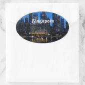 Singapur Cityscape Ovaler Aufkleber (Tasche)